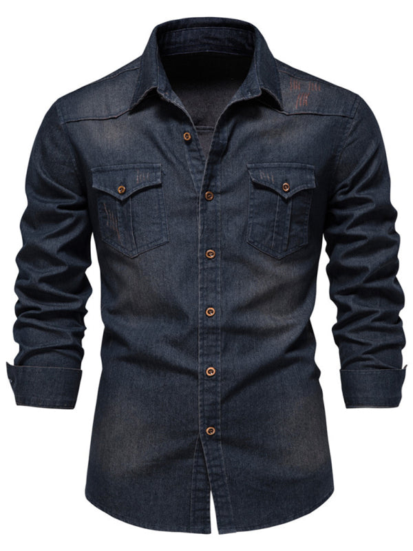 Men's Casual Denim Long-Sleeved Shirt