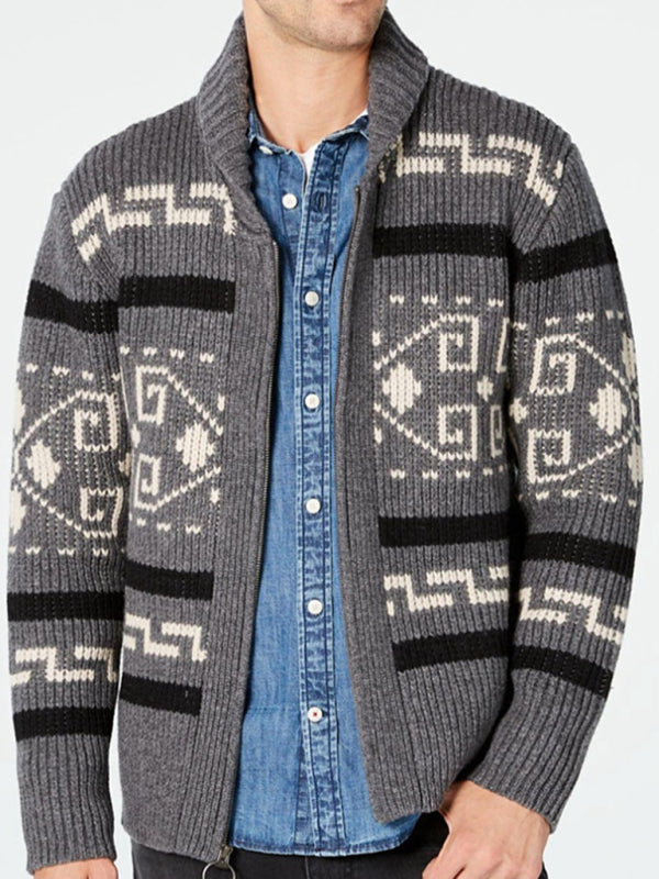 Men's Jacquard Knitted Jacket