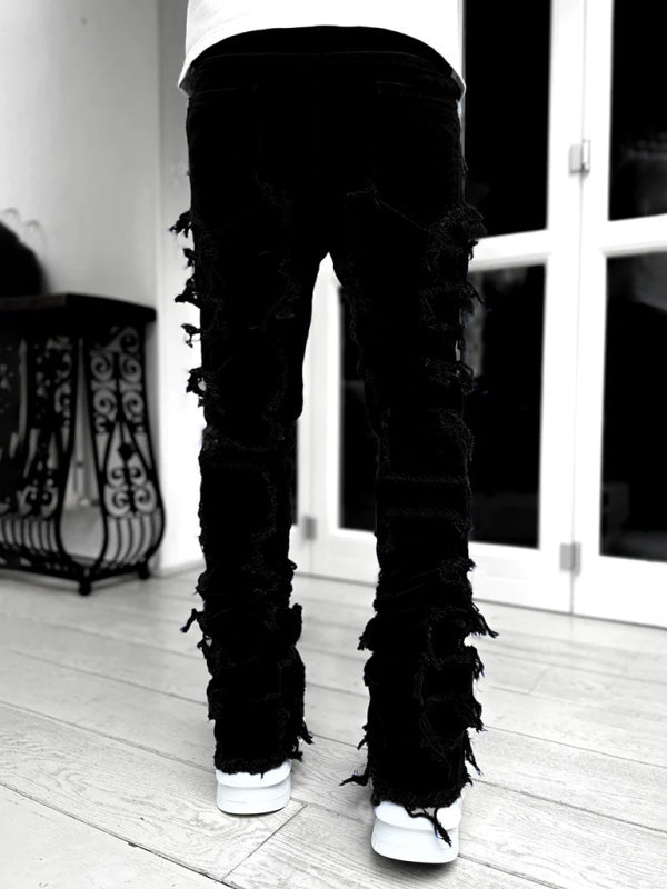 Men's Straight Patch Denim Pants