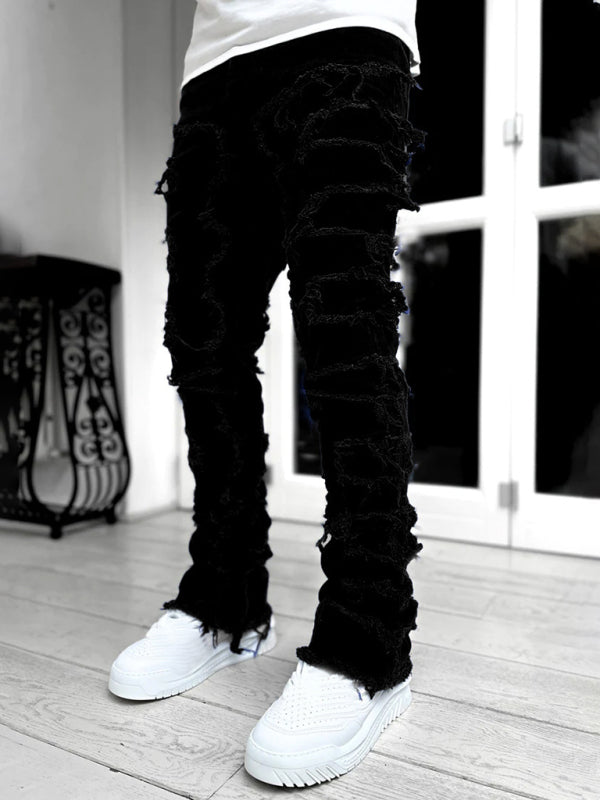 Men's Straight Patch Denim Pants