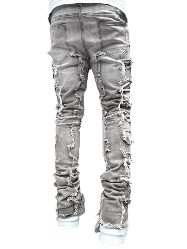 Men's Straight Patch Denim Pants