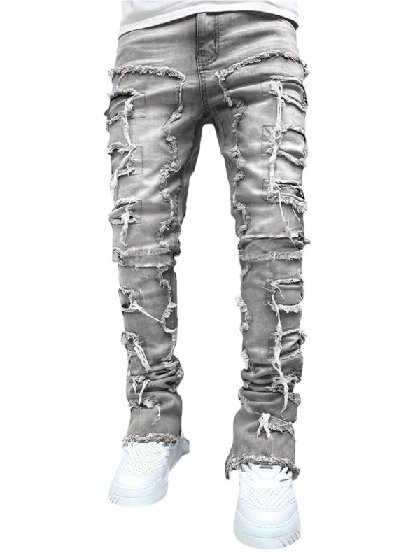 Men's Straight Patch Denim Pants