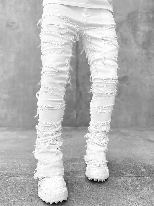 Men's Straight Patch Denim Pants