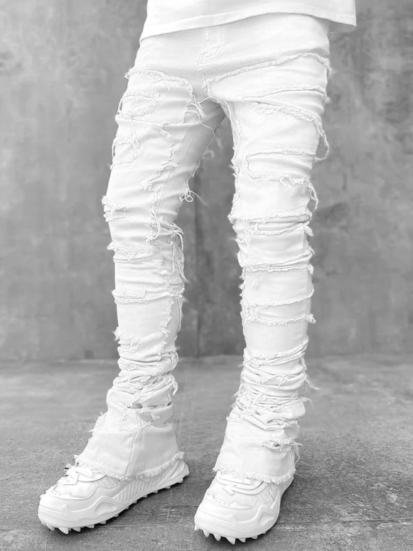 Men's Straight Patch Denim Pants
