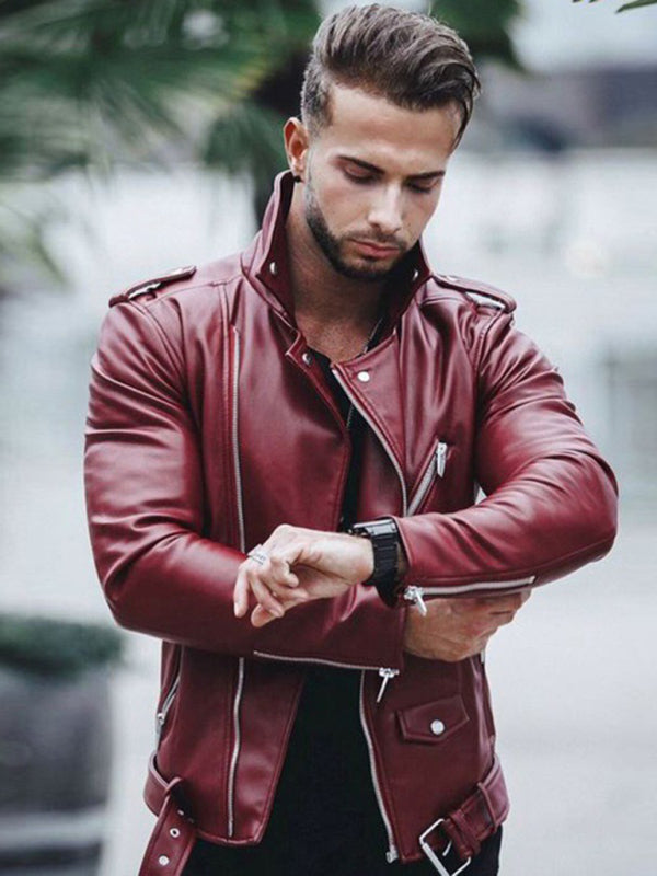 Men's Leather Biker Jacket