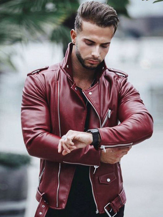Men's Leather Biker Jacket