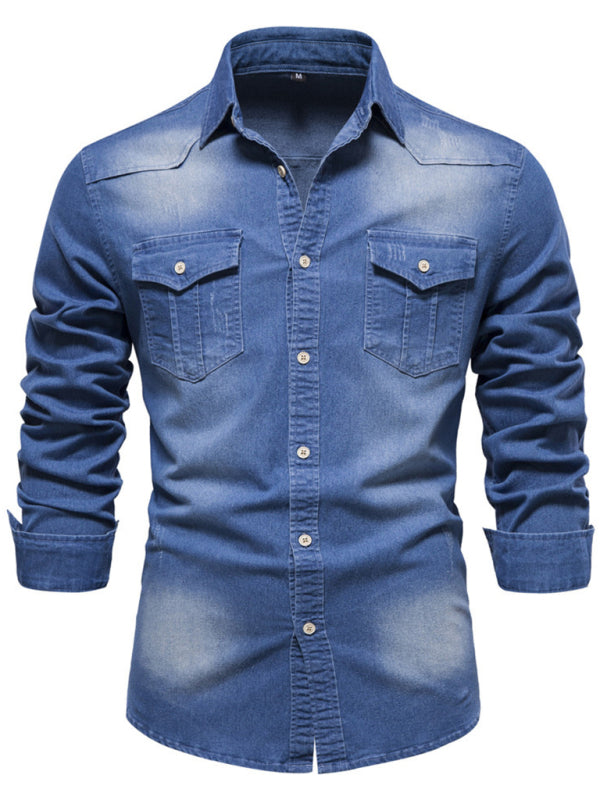 Men's Casual Denim Long-Sleeved Shirt