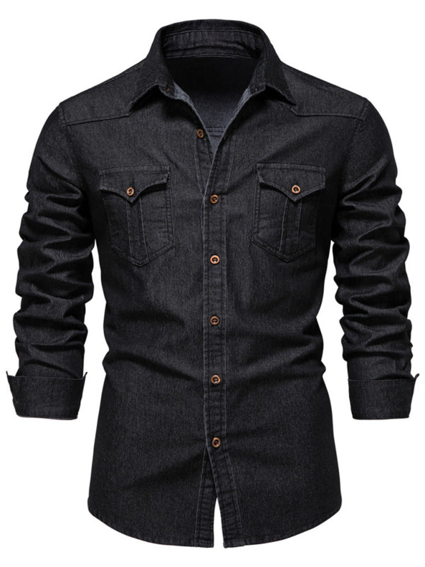 Men's Casual Denim Long-Sleeved Shirt