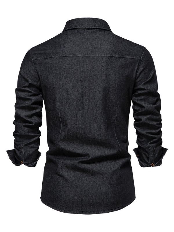 Men's Casual Denim Long-Sleeved Shirt