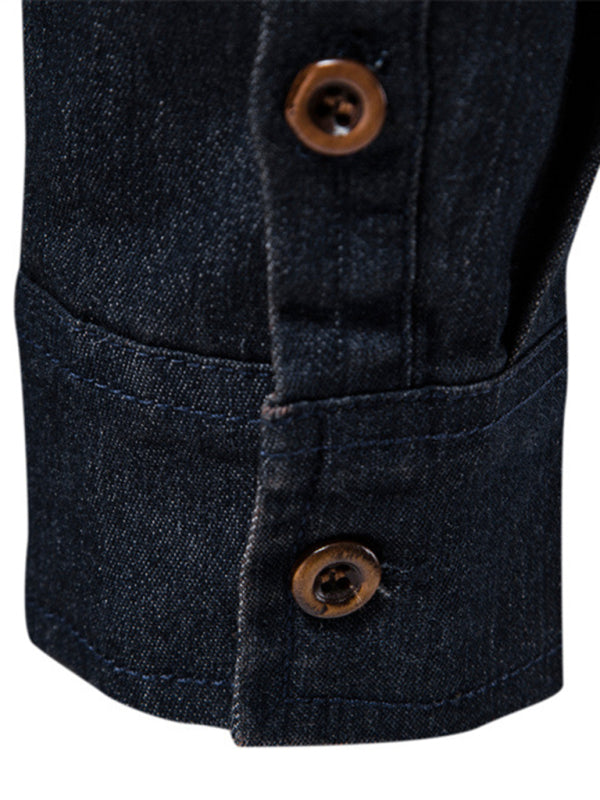 Men's Casual Denim Long-Sleeved Shirt