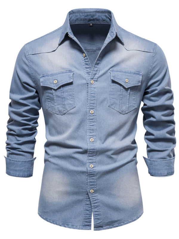 Men's Casual Denim Long-Sleeved Shirt