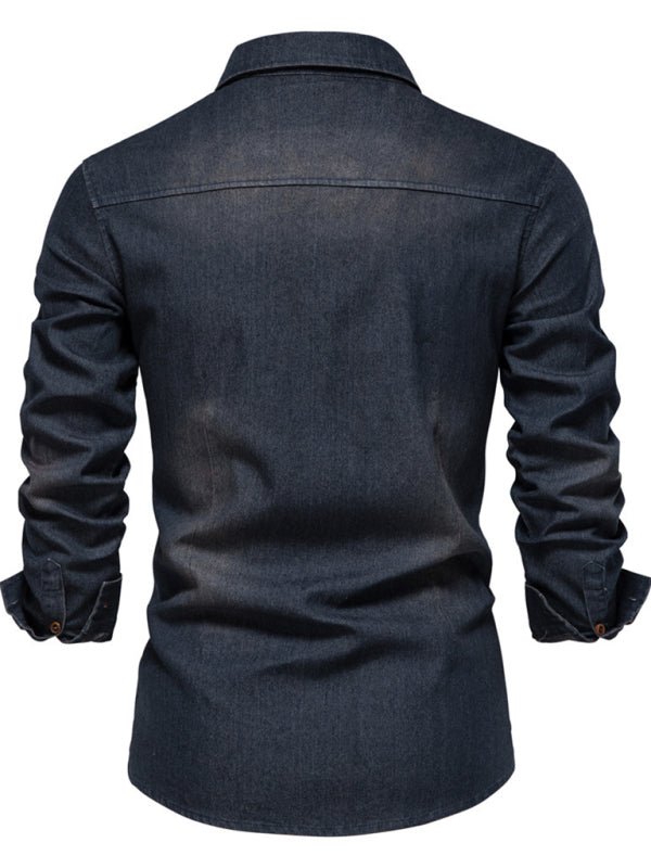 Men's Casual Denim Long-Sleeved Shirt